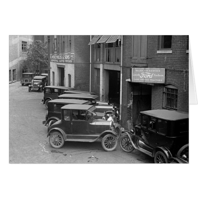 Bilförsäljning och service, 1926 hälsningskort (Framsidan Horizontal)