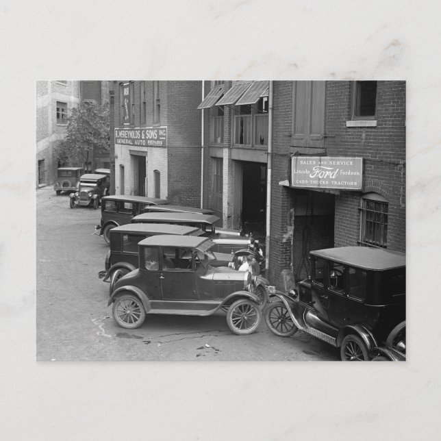 Bilförsäljning och service, 1926 vykort (Framsida)
