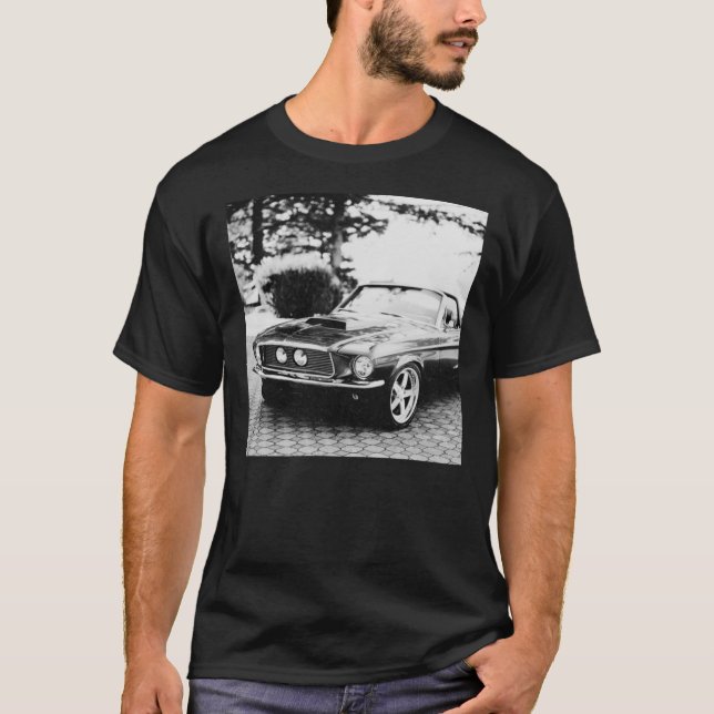 Bilfotografi av Balck och vit bil Klassisk T-Shirt (Framsida)