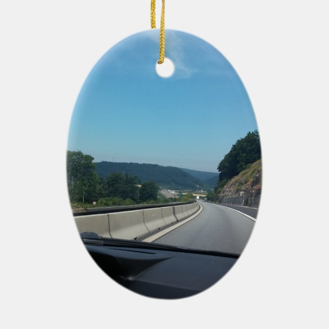 Bilfotografi av bilberg, bergsområden i Europa, Ös Julgransprydnad Keramik (Baksidan)