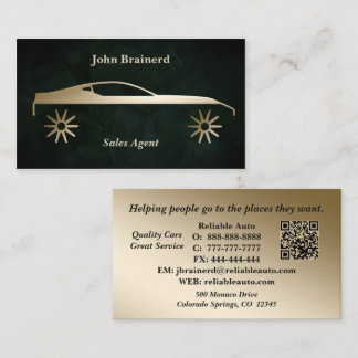 Bilhandelemanat Velvet Smaragdgrön & Guld QR-kod Visitkort