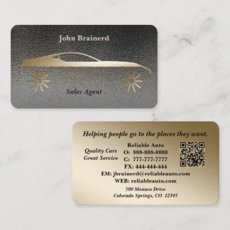 Bilhandlare Elegant Guld & Rökigt Grått QR-kod Visitkort
