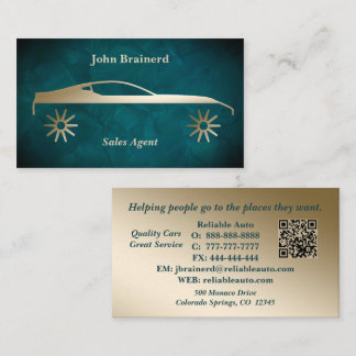 Bilhandlare Gold & Aquamarine QR-kod Visitkort