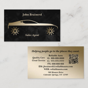 Bilhandlare Velvet Svart och Guld QR-kod Visitkort