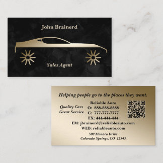 Bilhandlare Velvet Svart och Guld QR-kod Visitkort