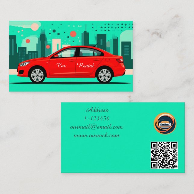 Bilhyrning Anpassad QR-kod professionell Visitkort (Fram/baksida)