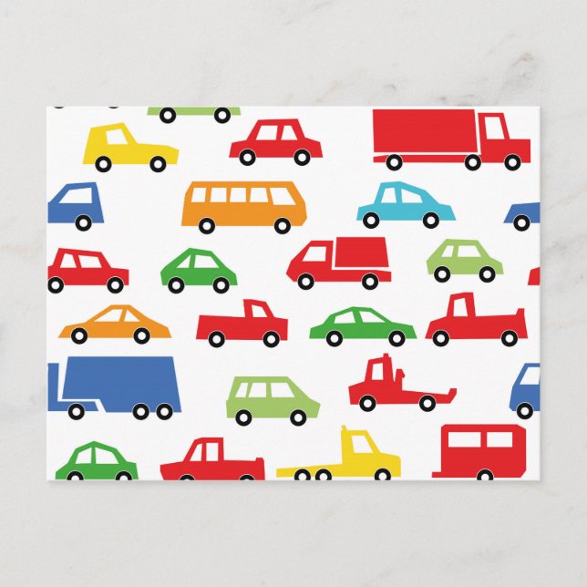 Bilillustration av bilen leksak mönster - bilillus vykort (Framsida)