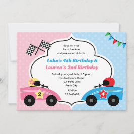 Bilinbjudan till tävling - Twillingar Birthday Boy Inbjudningar
