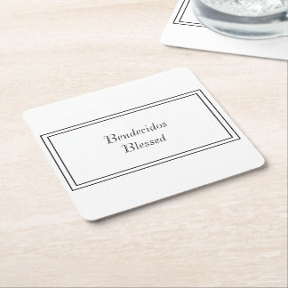 Bilingual Black & White Spain Bendecido välsignad Underlägg Papper Kvadrat