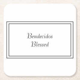 Bilingual Black & White Spain Bendecido välsignad Underlägg Papper Kvadrat