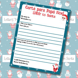 Bilingual Blue Editable Brev till Santa Spanska