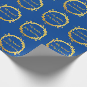 Bilingual Blue Golden Feliz Navidad jul Presentpapper