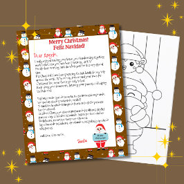 Bilingual Brown Santa Brev för barn spanska