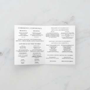 Bilingual Catholic Mass Bröllopsprogram, Greenery Tack Kort