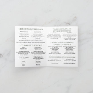 Bilingual Catholic Mass Bröllopsprogram, Greenery Tack Kort