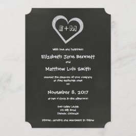 Bilingual Chalkboard Heart Wedding bjudande Inbjudningar