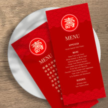 Bilingual Chinese ’Longevity’ Birthday Menu (RED)
