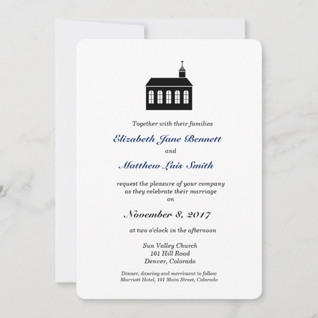 Bilingual Classic Chapel Wedding bjudande Inbjudningar (Framsida)