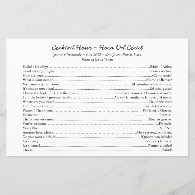 Bilingual Cocktail-timmars konversationsstart (Framsida)