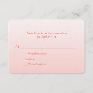 Bilingual Coral Ombre Bröllop OSA Kort