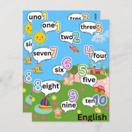 Bilingual Counting 1-10 (engelska, spanska) Vykort