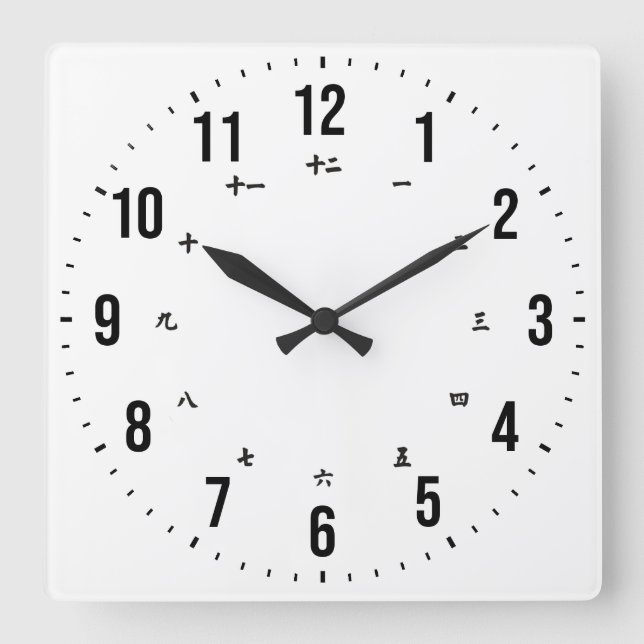 Bilingual English/Japanska Clock Fyrkantig Klocka (Framsida)