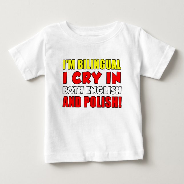 Bilingual Gråt på polska Tee Shirt (Framsida)