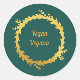 Bilingual Grönt Golden Vegan-jul (Vegano) Runt Klistermärke