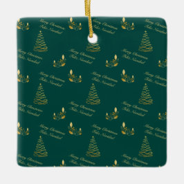 Bilingual Grönt och Golden Träd Julgransprydnad Keramik