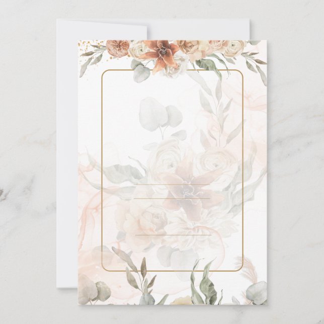 Bilingual Invación de Boda Boho Template Inbjudningar (Framsida)