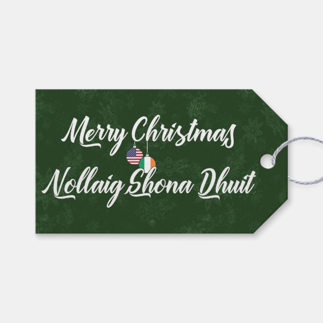 Bilingual Irish American Helgdag Gift Märkres Presentetikett (Framsidan (Horisontell))