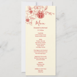 BILINGUAL Magnolia Chinese Wedding Menu Card Inbjudningar