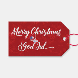 Bilingual Norsk American Helgdag Gift Märkres Presentetikett