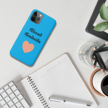 Bilingual Peach & Blue Heart Blsed Bendecida