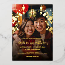 BILINGUAL Photo Red Guld Chinese Bröllop