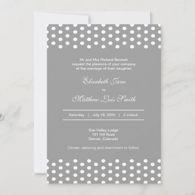 Bilingual Polka Dot Wedding bjudande 2-sidig Inbjudningar (Framsida)