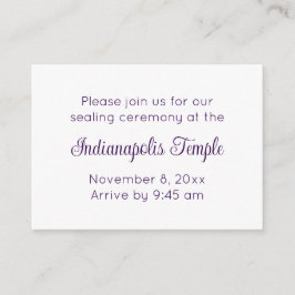 Bilingual Purple Script Temple Sealing Invitation Tilläggskort