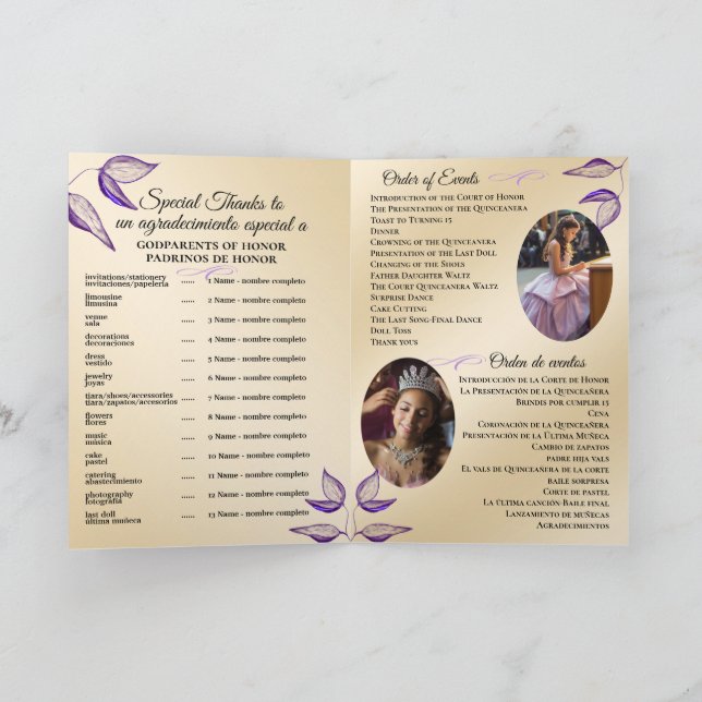 Bilingual Quinceañera Order Program (Inuti)