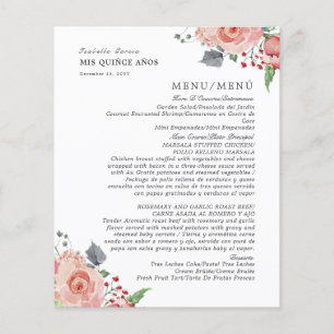 Bilingual Rosa Blommigt Quinceanera Food Drinks Me
