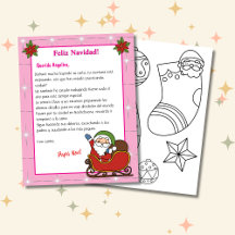 Bilingual Rosa Brev från Santa för barn Spanska