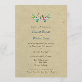 Bilingual Rustic Monogram, blomsterinbjudan Inbjudningar