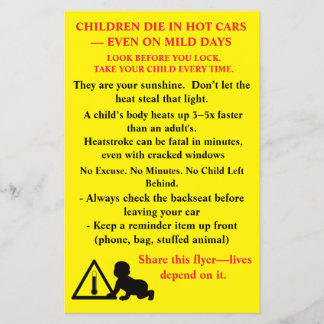 Bilingual Safety Flyer "Children Die in Hett Cars"