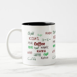 Bilingual, säg kaffe på alla språk, lärare Två-Tonad mugg