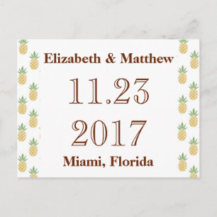 Bilingual Save the Date Postcard Tropical Meddelande Vykort