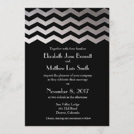 Bilingual Silver Night Chevron-bröllopsinbjudan Inbjudningar