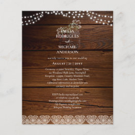 Bilingual Spain Boda RUSTIC bröllopsinbjudan Flygblad