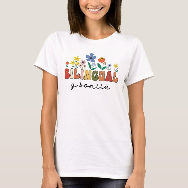 Bilingual Spain Teacher Dual-language Maestra T Shirt (Framsida)