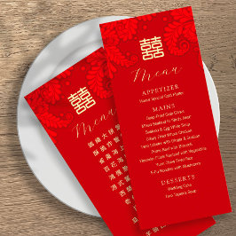 Bilingual Traditional Bröllop Menu Kinesisk engels Meny
