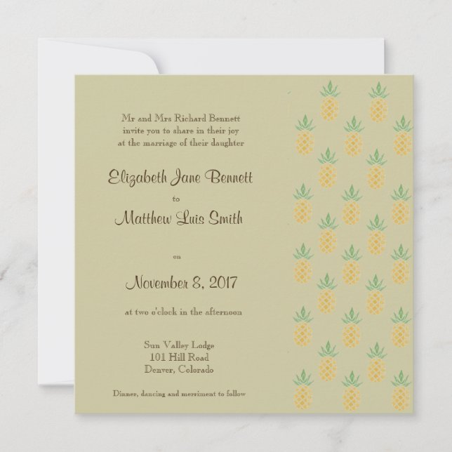 Bilingual Tropical Wedding Square Inbjudningar (Framsida)