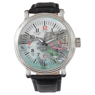 Bilingual Venice Italien på engelska japanska Nume Armbandsur